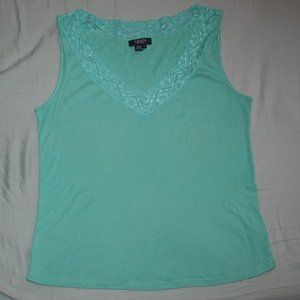 Chaps Sleeveless Teal green Large top